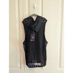NWT Rebel Athletic mesh sleeveless hoodie top YL boy girl unisex cheer dance